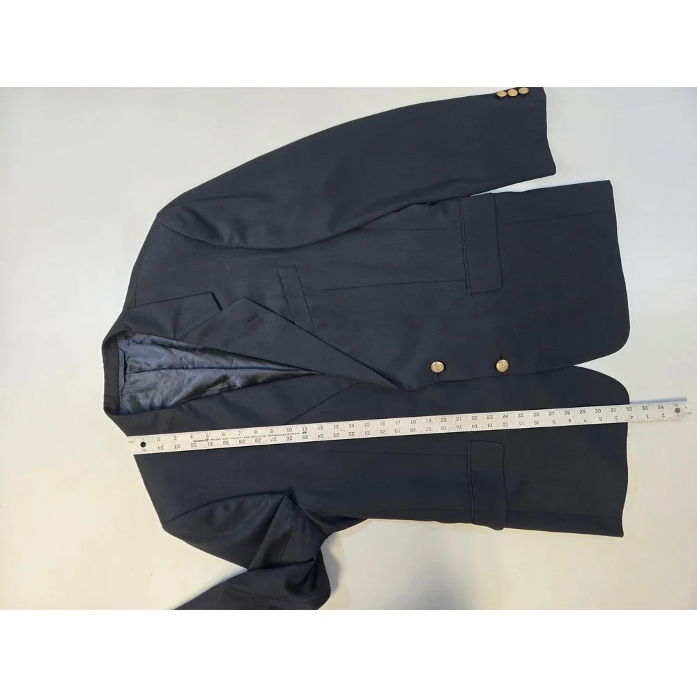 Hickey Freeman Barneys New York‎ Navy Wool Blazer Boardroom Gold Buttons 42R USA